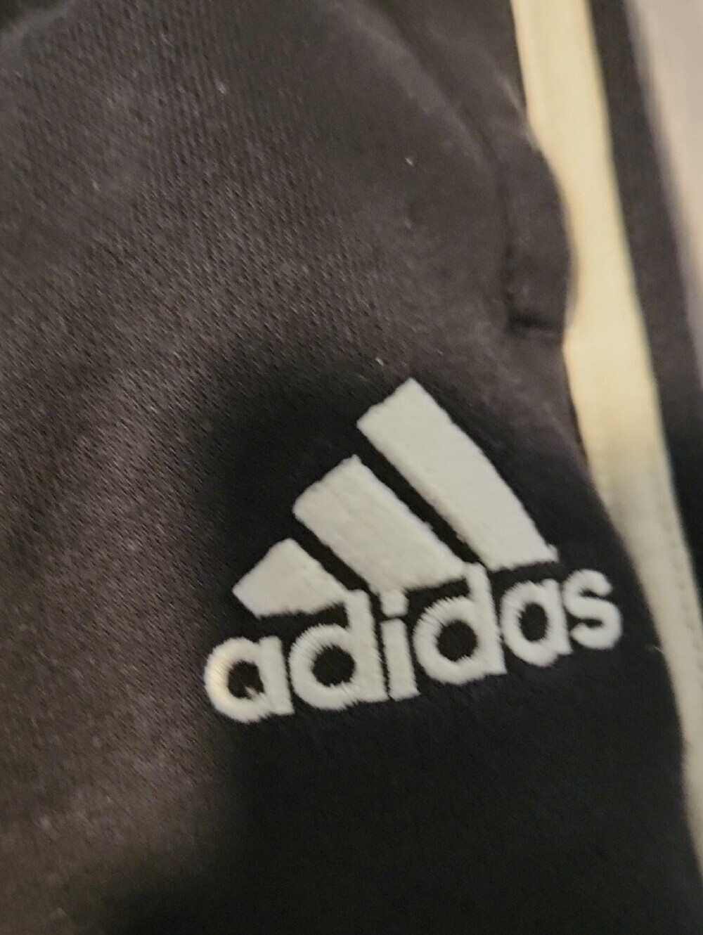 adidas Boys L Black Jogger Sweatpants with White Stripes - Picture 3 of 6